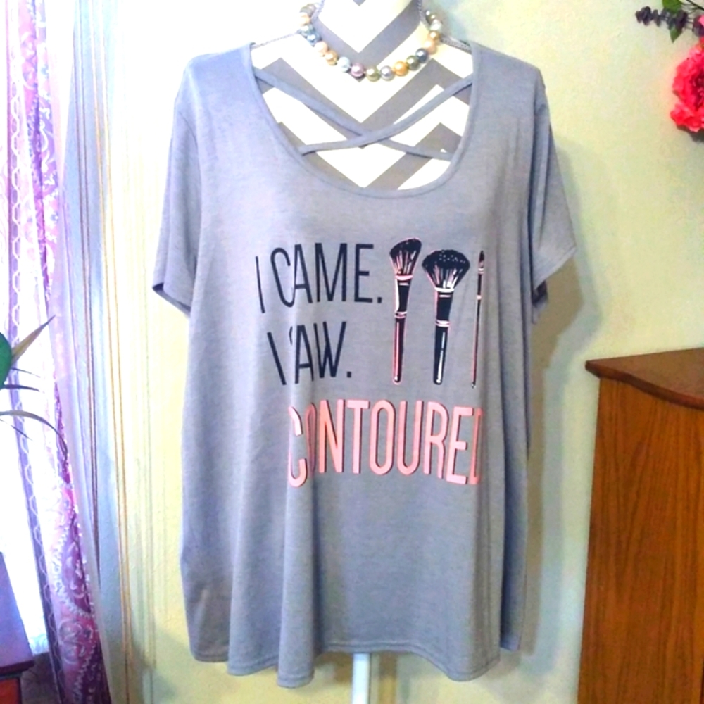 Boutique Criss Cross Gray Blouse